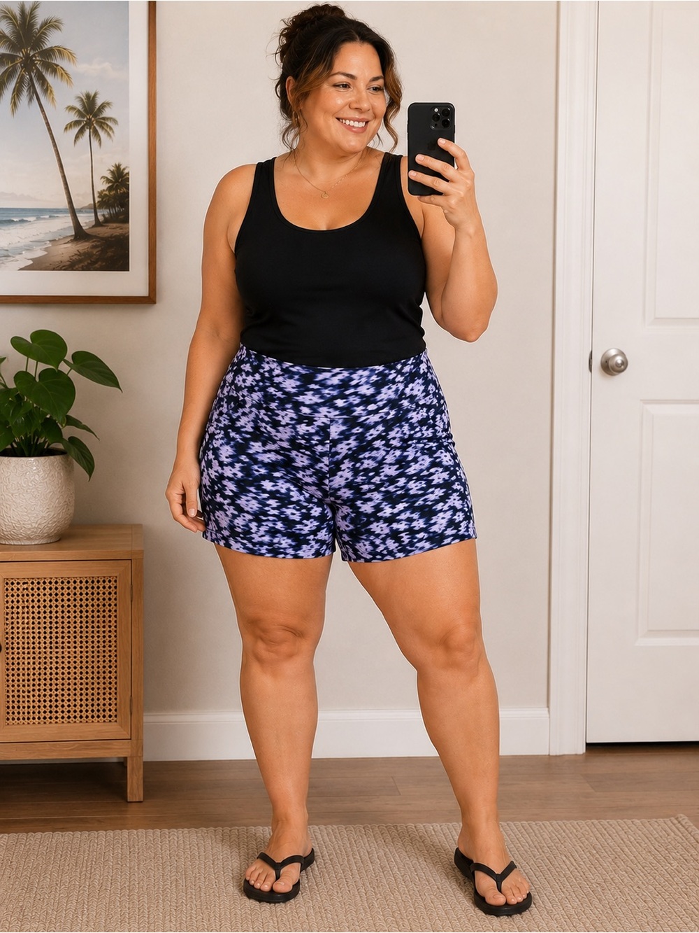 Terra & Sky Navy and Lilac Abstract Bike Shorts